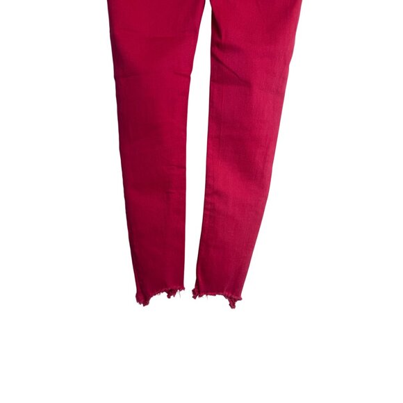 Zara Woman Premium Denim Collection Pink Skinny Jeans Frayed Hem Size 26 - Picture 10 of 13